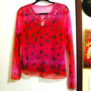 PINK SQUINED SHEER TOP W/LINER PM